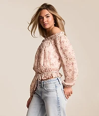 Floral Chiffon Off The Shoulder Top