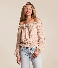 Floral Chiffon Off The Shoulder Top