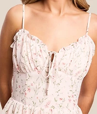 Floral Chiffon Tiered Midi Dress
