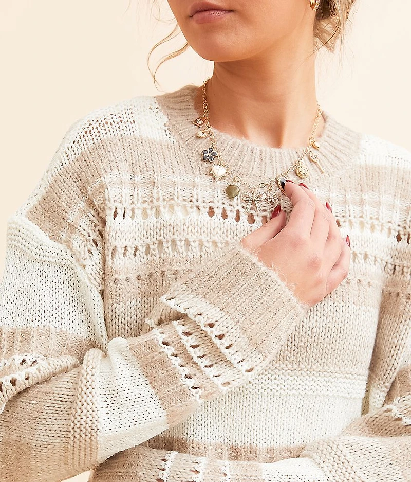 Pointelle Cropped Sweater