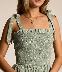 Embroidered Floral Tiered Midi Dress