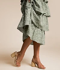 Embroidered Floral Tiered Midi Dress