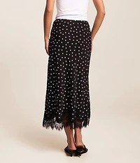 Satin Polka Dot Midi Skirt