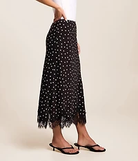 Satin Polka Dot Midi Skirt