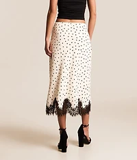 Satin Polka Dot Midi Skirt