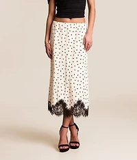 Satin Polka Dot Midi Skirt