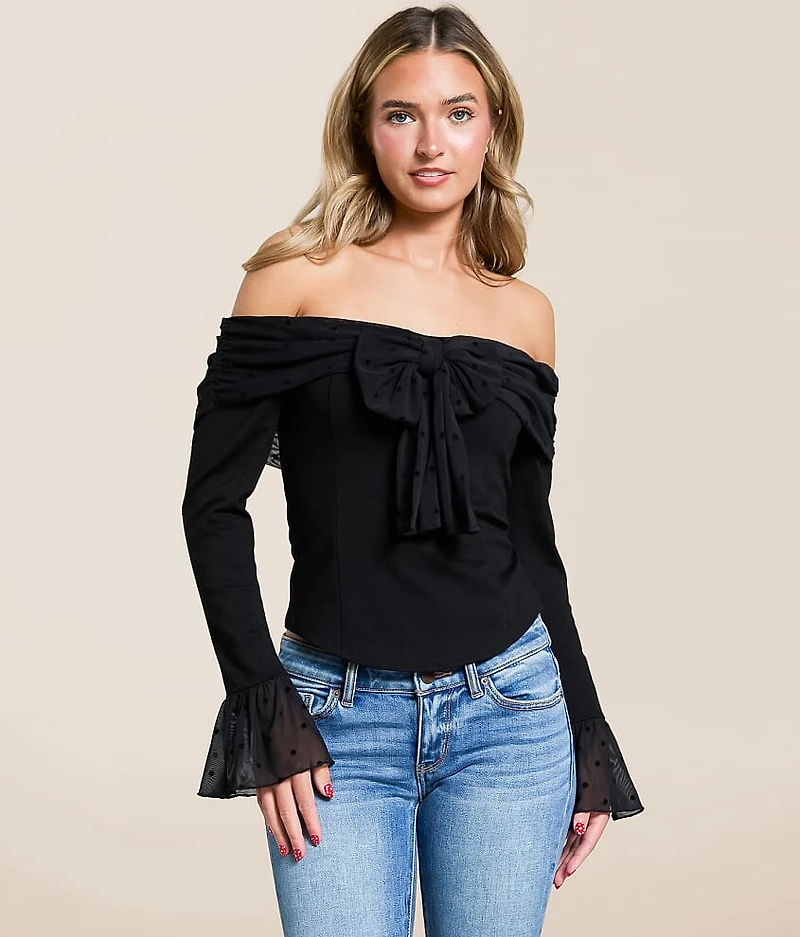 Polka Dot Off The Shoulder Top