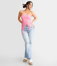 Ruffle Mesh Tube Top