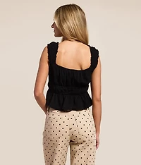 Textured Ruffle Peplum Cropped Tank Top
