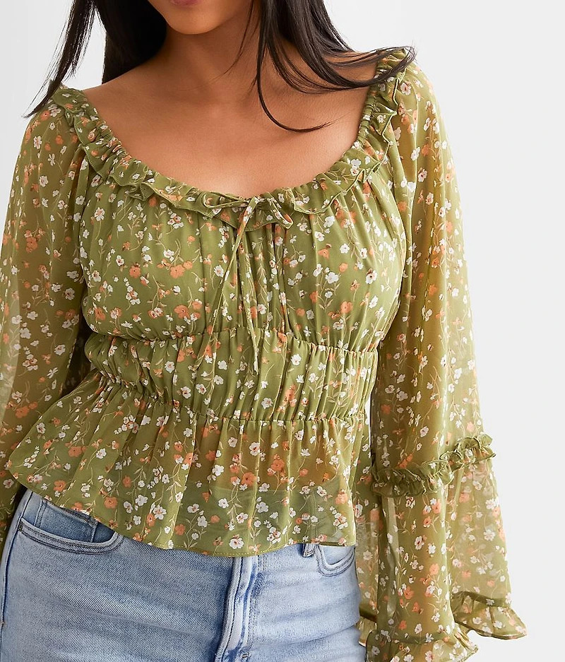 Floral Ruffle Top