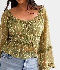 Floral Ruffle Top