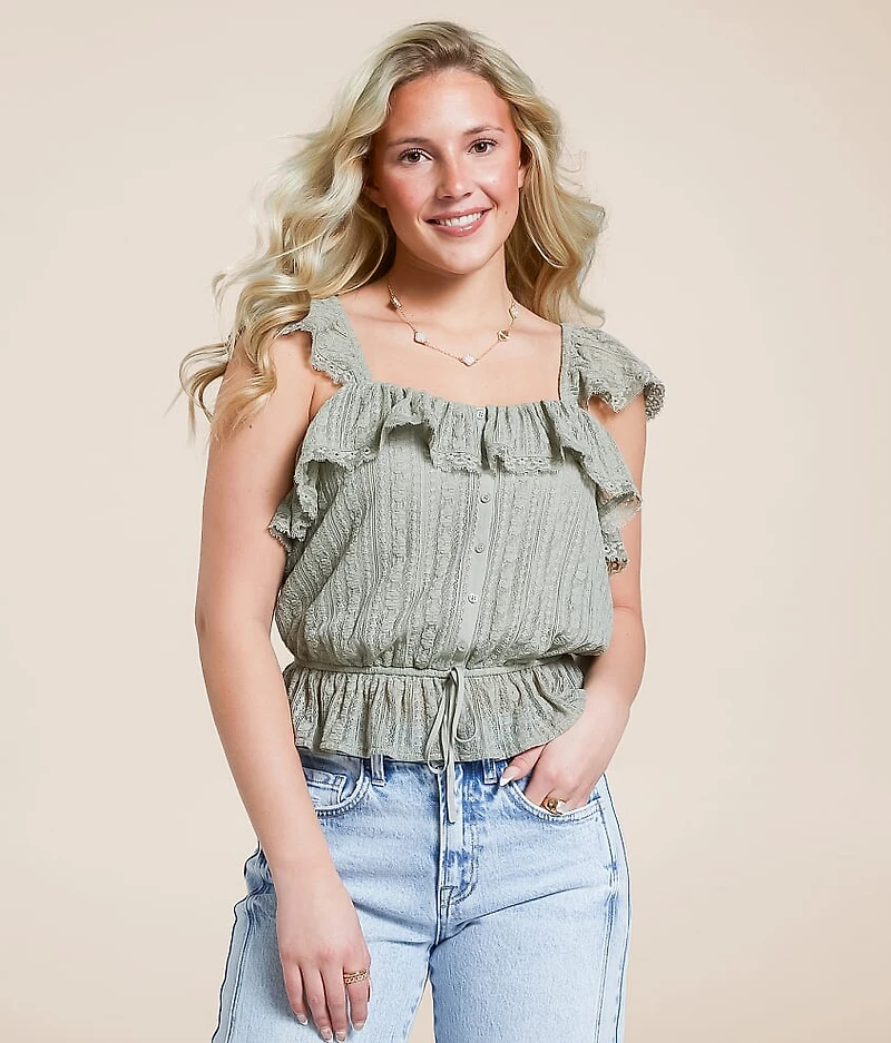 Eyelash Lace Flutter Tank Top
