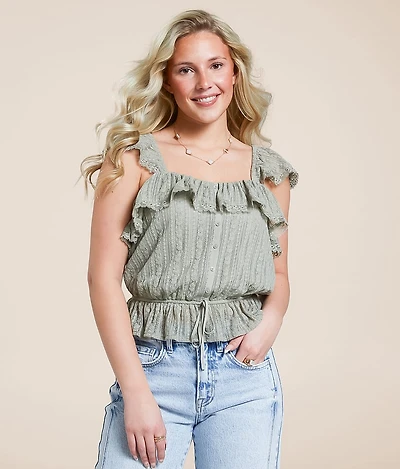 Eyelash Lace Flutter Tank Top