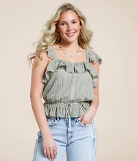 Eyelash Lace Flutter Tank Top