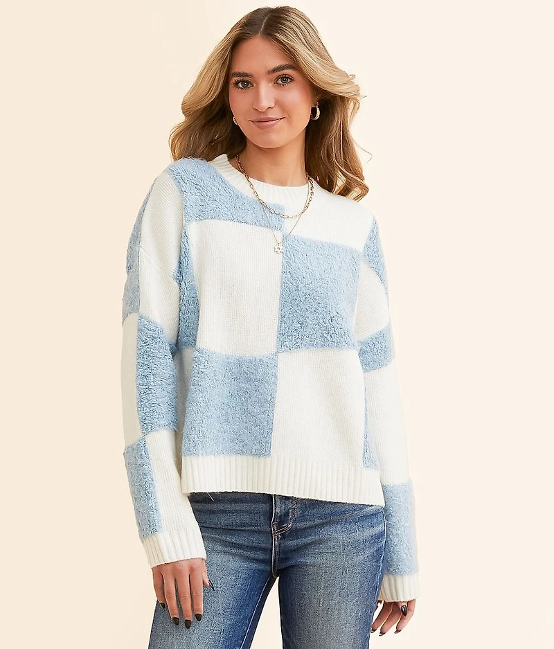 Plush Checkered Sweater