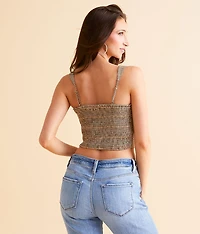 Plaid Cropped Corset Tank Top