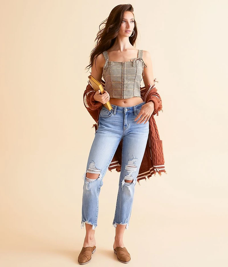 Plaid Cropped Corset Tank Top