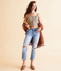 Plaid Cropped Corset Tank Top