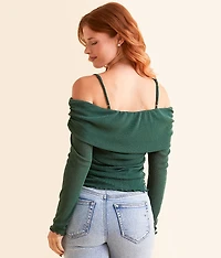 Cold Shoulder Metallic Top