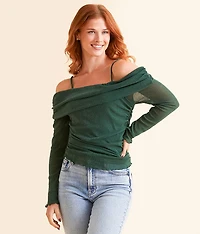 Cold Shoulder Metallic Top