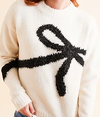 Eyelash Tinsel Bow Sweater
