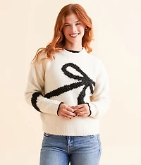 Eyelash Tinsel Bow Sweater