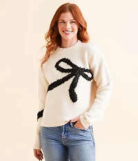 Eyelash Tinsel Bow Sweater