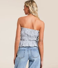 Striped Ruffle Tube Top