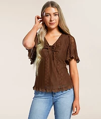 Floral Lace Flutter Sleeve Top