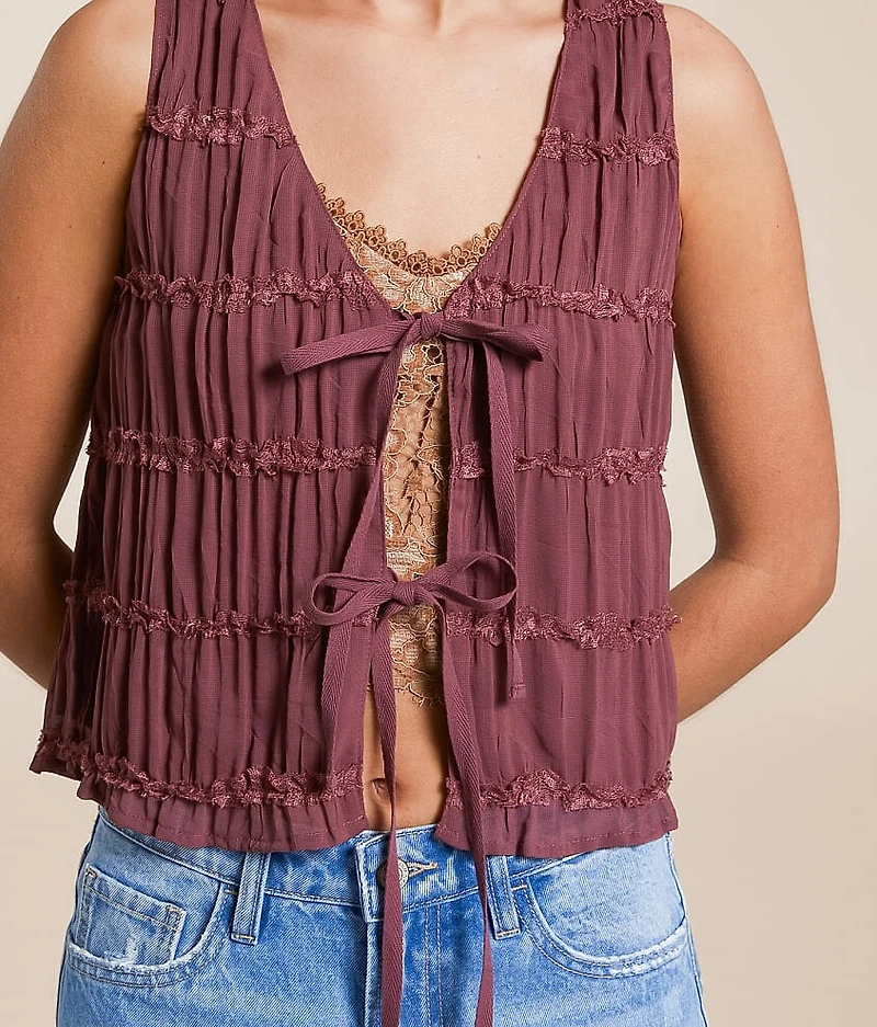 Chiffon Front Tie Tank Top