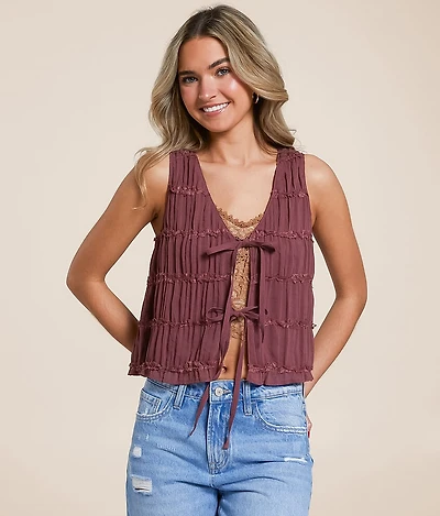 Chiffon Front Tie Tank Top