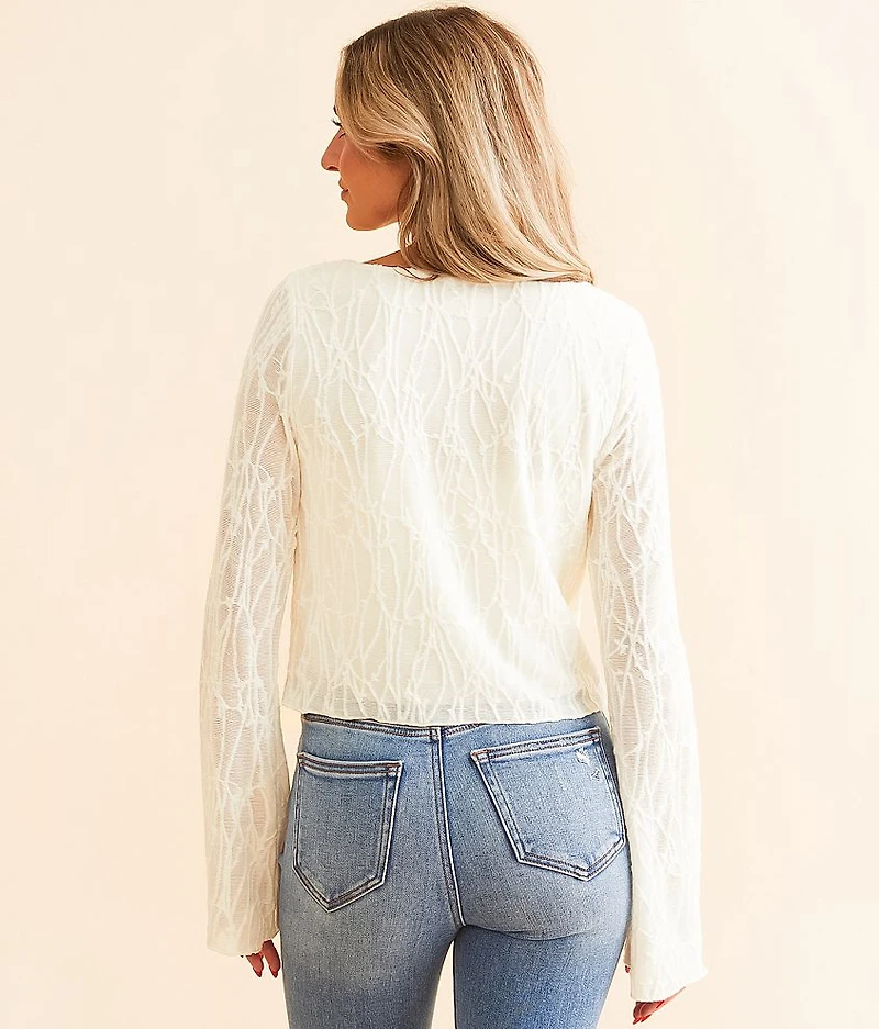 Front Tie Mesh Cropped Top