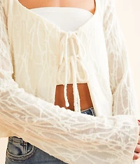Front Tie Mesh Cropped Top