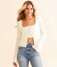 Front Tie Mesh Cropped Top