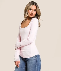 Ribbed Lace Top