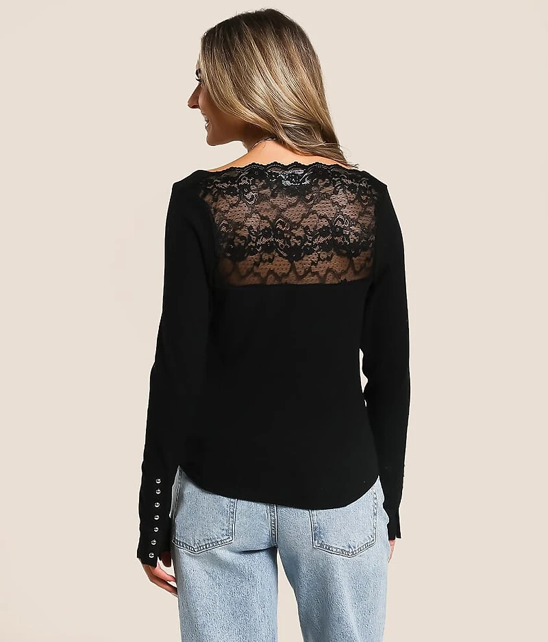 Ribbed Lace Top