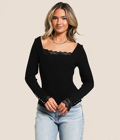 Ribbed Lace Top