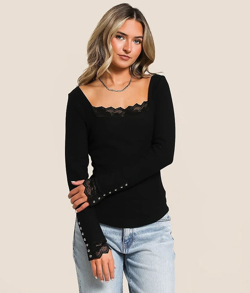 Ribbed Lace Top