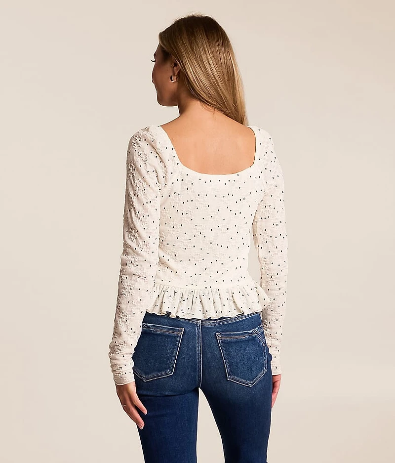 Ruffle Lace Polka Dot Top