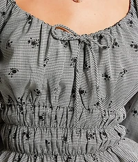 Embroidered Houndstooth Top