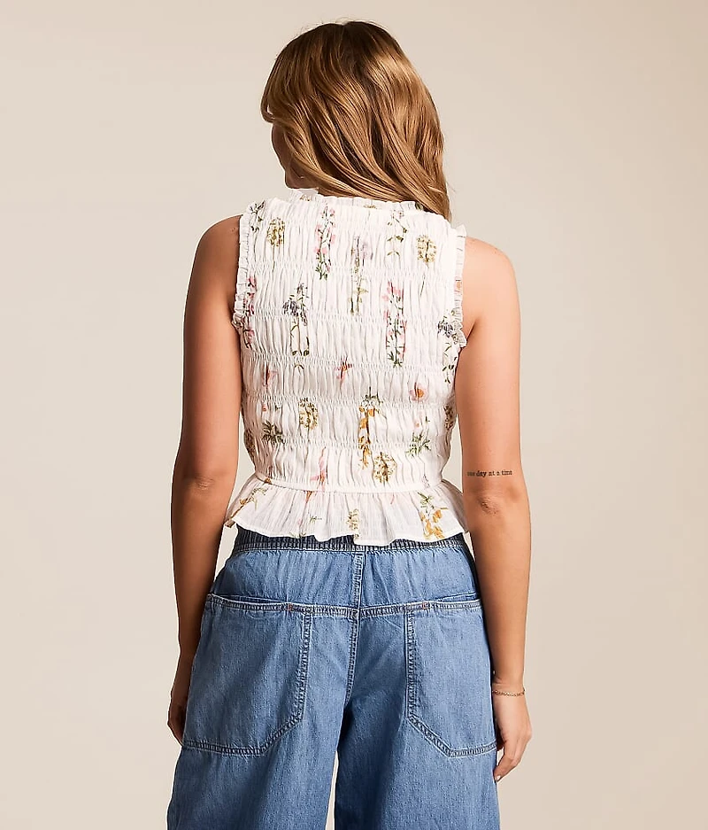 Floral Shirred Tank Top