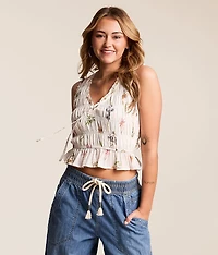 Floral Shirred Tank Top