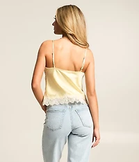 Satin Lace Trim Tank Top