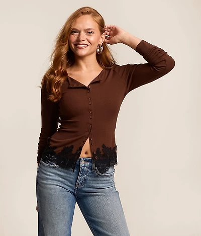 Eyelash Lace Trim Top
