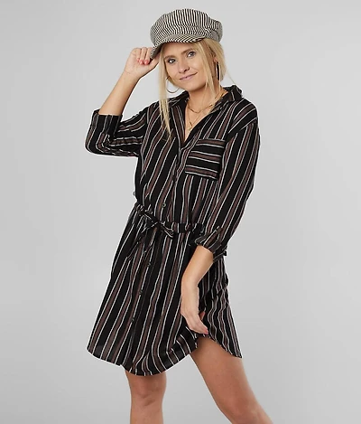 Sandy & Sid Woven Striped Tunic Shirt