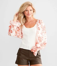 Floral Bubble Sleeve Top