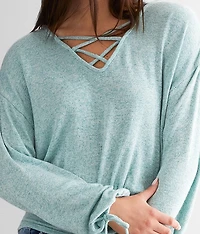 Lace-Up Dolman Top