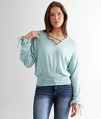 Lace-Up Dolman Top