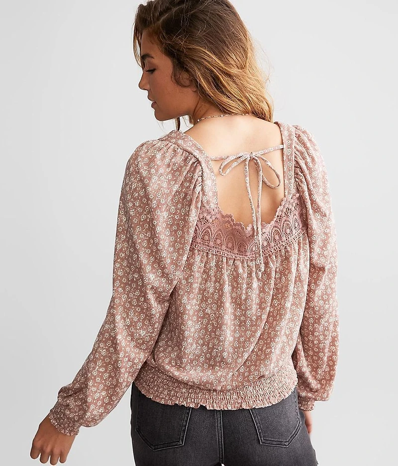Floral Print Square Neck Top