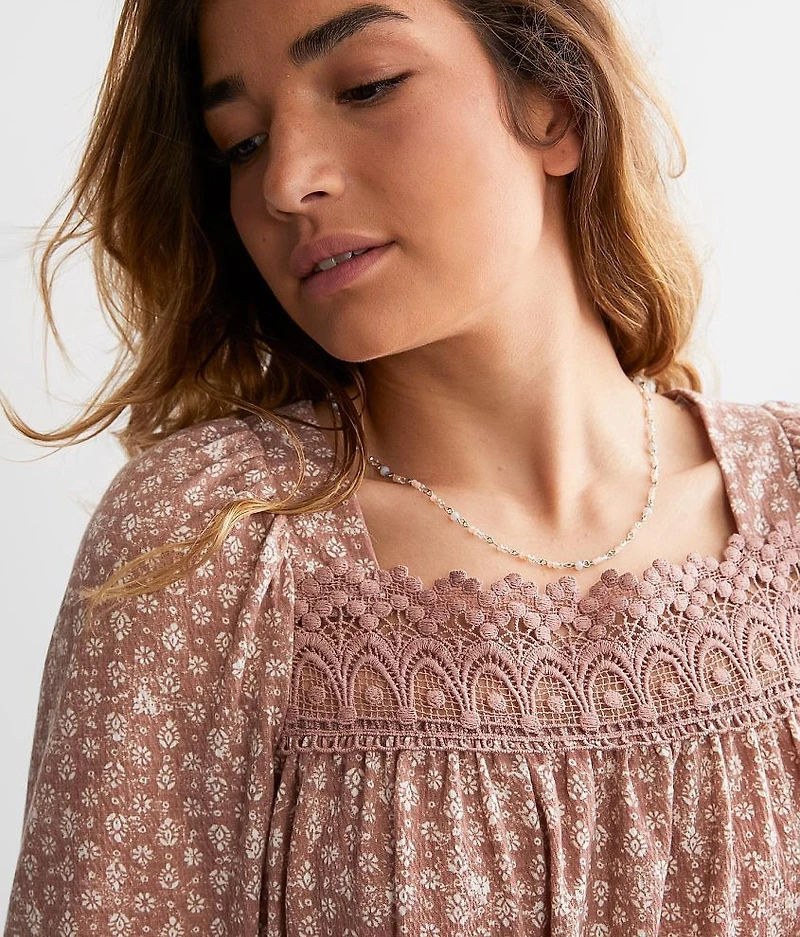 Floral Print Square Neck Top